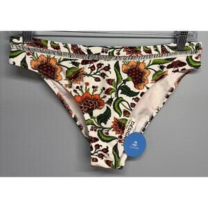 Cupshe NWT Bikini Swimsuit Tankini Bottoms Hipster White Bug Floral Print Sz Med